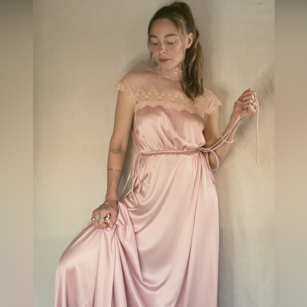 Vintage Lilac and lace maxi dress size medium